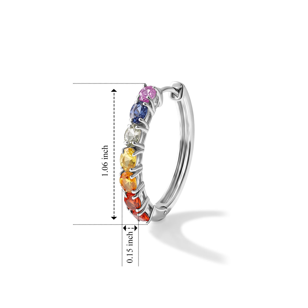 D'Joy - Multi Sapphire Hoop Earring in Rhodium Overlay Sterling Silver 3.20 Ct. 8703844 4