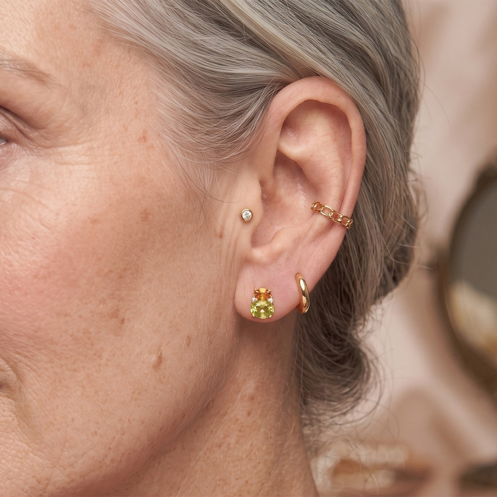 D'Joy - Peridot, Citrine & White Zircon Earring with Push Post in Yellow Gold Plated Sterling Silver 2.06 Ct._8704210_2
