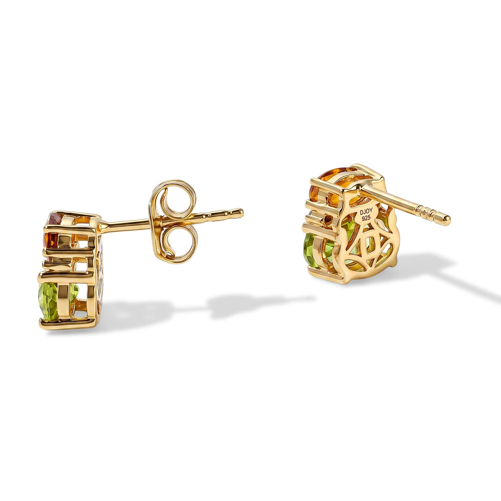 D'Joy - Peridot, Citrine & White Zircon Earring with Push Post in Yellow Gold Plated Sterling Silver 2.06 Ct._8704210_3