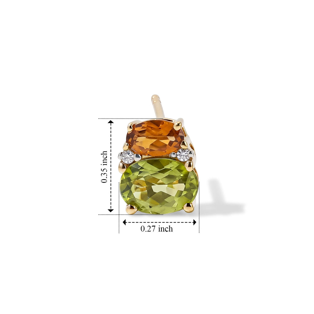 D'Joy - Peridot, Citrine & White Zircon Earring with Push Post in Yellow Gold Plated Sterling Silver 2.06 Ct._8704210_4