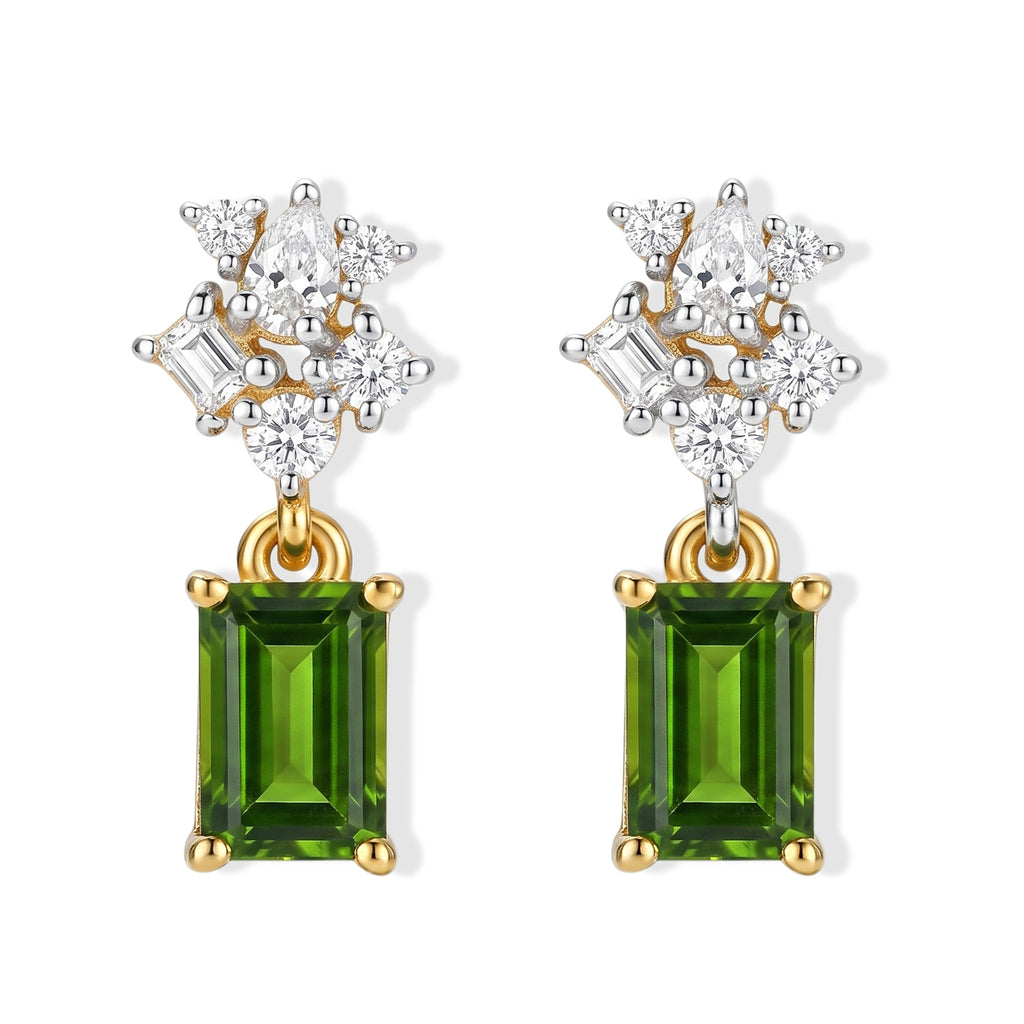 D'Joy Natural Chrome Diopside, White Zircon Main Stone With Side Stone Earring Sterling Silver  1.286  Ct._8704300
