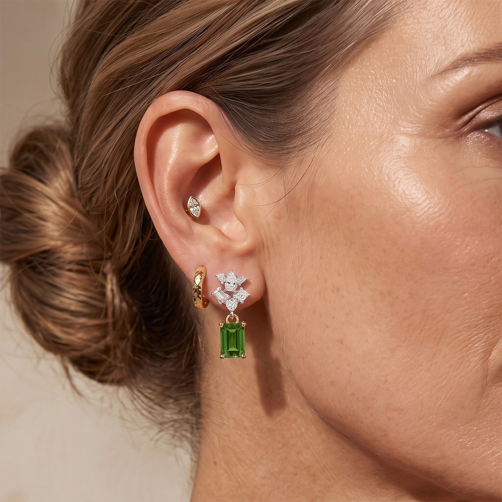 D'Joy Natural Chrome Diopside, White Zircon Main Stone With Side Stone Earring Sterling Silver  1.286  Ct._8704300_2