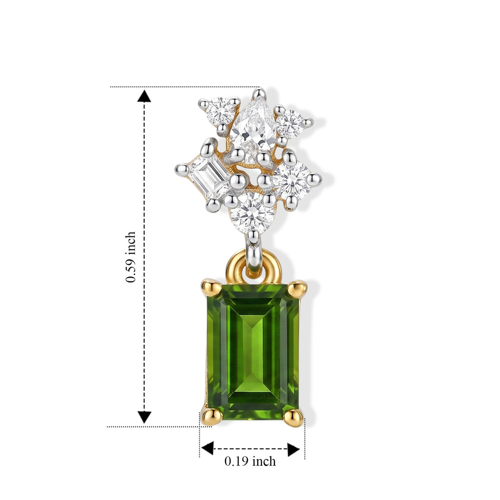 D'Joy Natural Chrome Diopside, White Zircon Main Stone With Side Stone Earring Sterling Silver  1.286  Ct._8704300_4