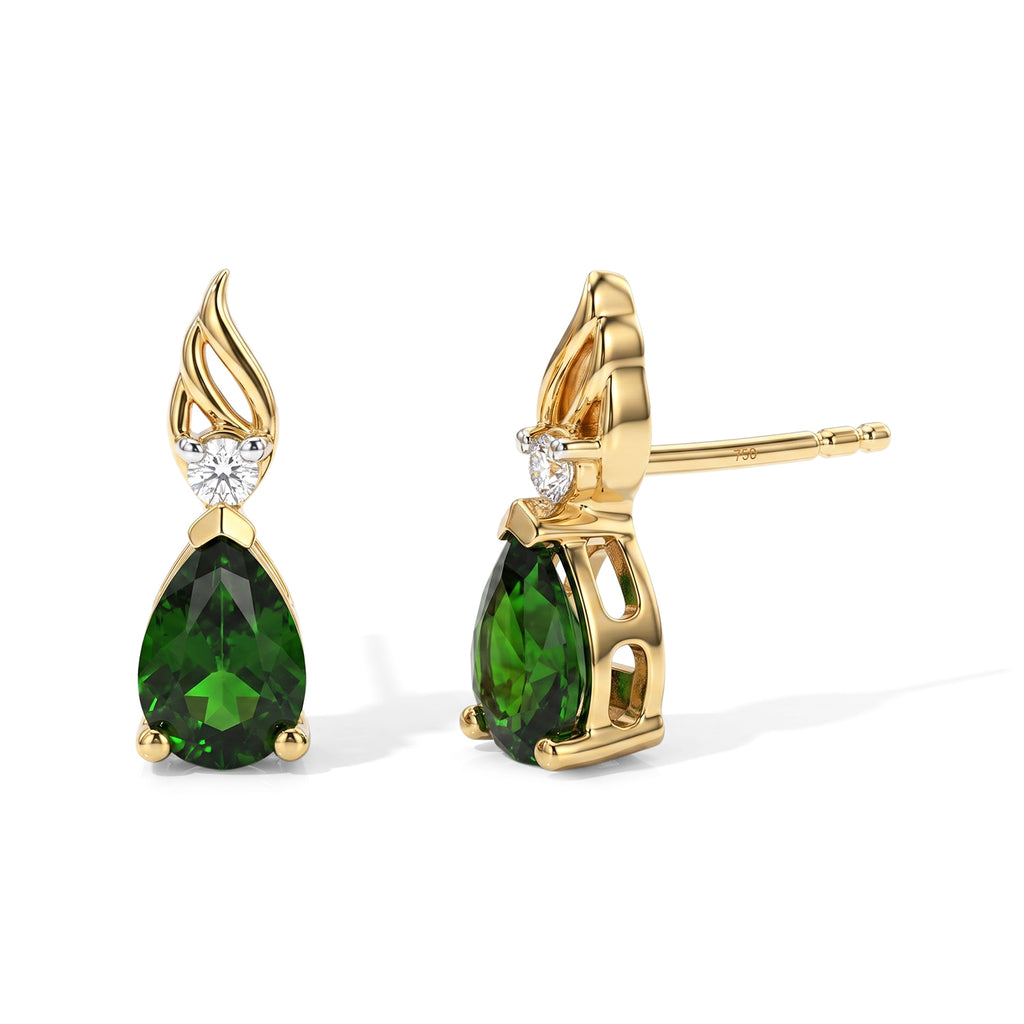 D'Joy Natural Chrome Diopside, White Zircon Main Stone With Side Stone Earring Sterling Silver  1.518  Ct._8704323