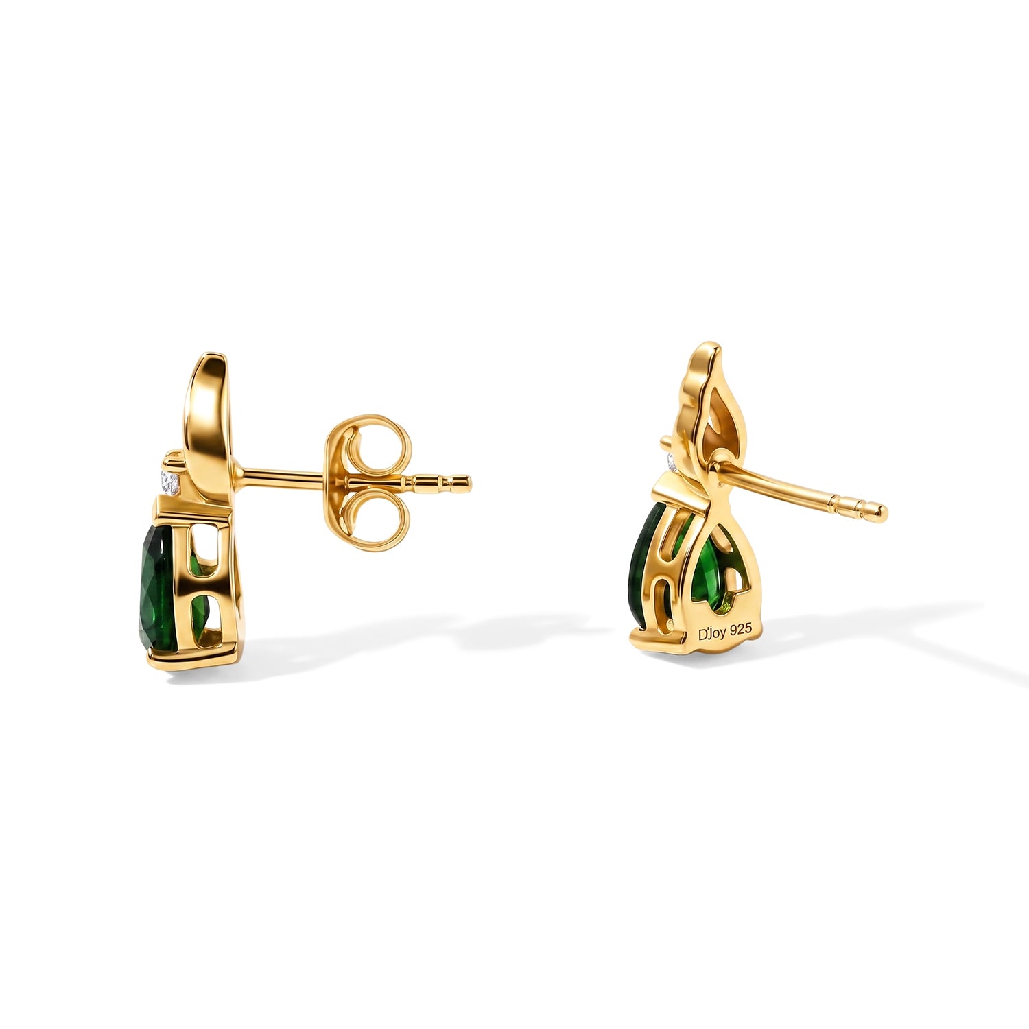 D'Joy - Natural Chrome Diopside &amp; White Zircon Flame Drop Earring with Push Back in Yellow Gold Plated Sterling Silver 1.50 Ct. 8704323 4
