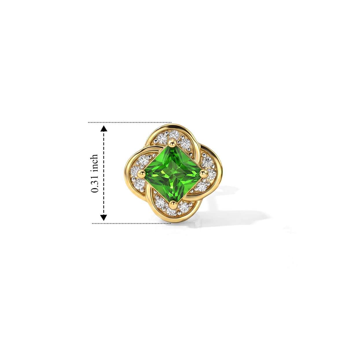 D'Joy - Natural Chrome Diopside &amp; White Zircon Stud Earring with Push Back in Yellow Gold Plated Sterling Silver 8704404 5