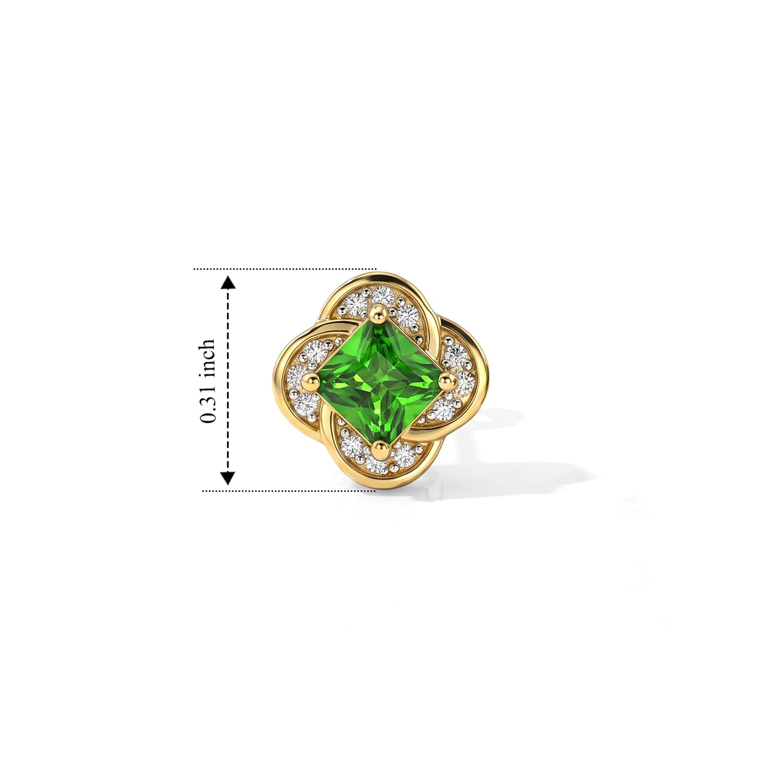 D'Joy - Natural Chrome Diopside &amp; White Zircon Stud Earring with Push Back in Yellow Gold Plated Sterling Silver 8704404 5