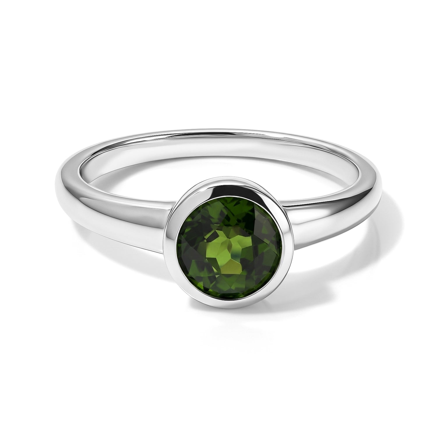 D'Joy - Natural Chrome Diopside Solitaire Ring in Rhodium Overlay Sterling Silver 8704406 0