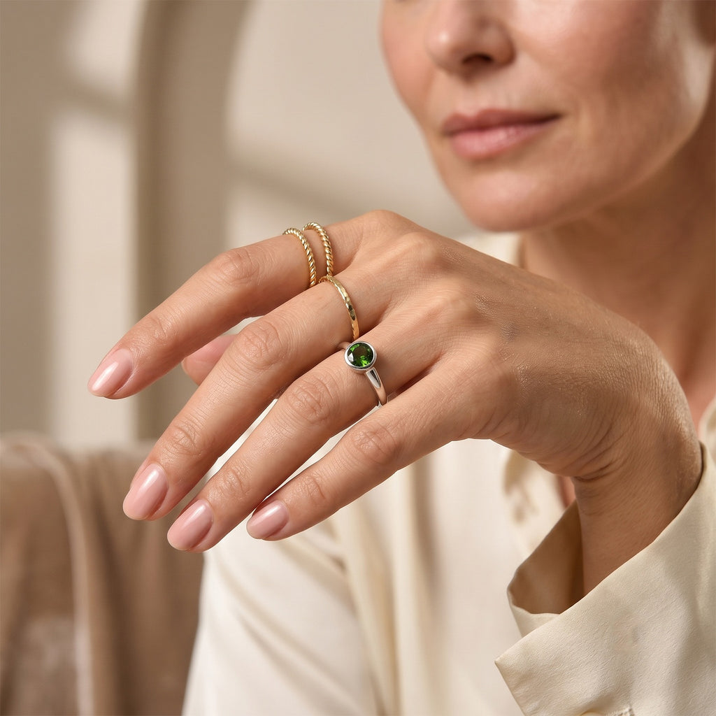 D'Joy Natural Chrome Diopside Solitaire Ring in Rhodium OverlaySterling Silver  0.838  Ct._8704406_2