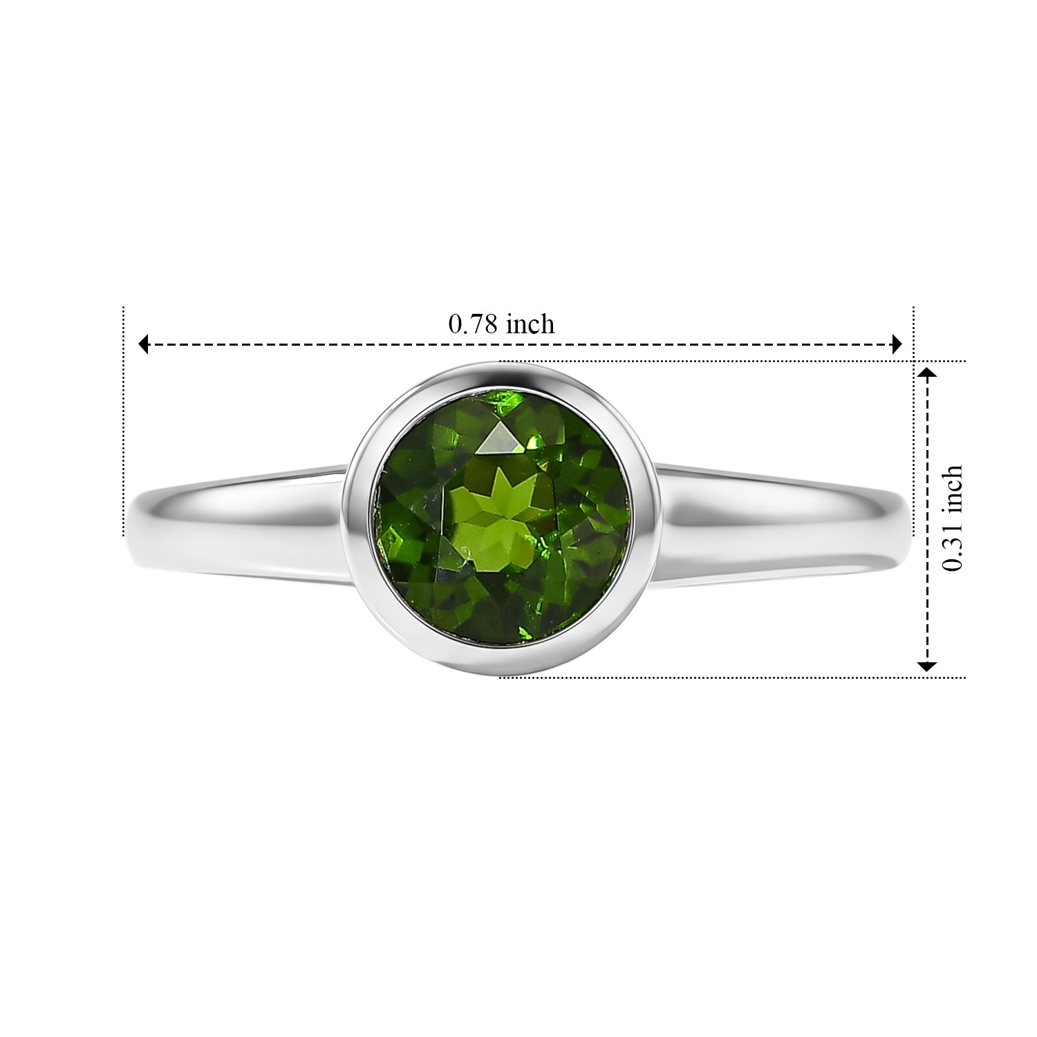 D'Joy - Natural Chrome Diopside Solitaire Ring in Rhodium Overlay Sterling Silver 8704406 5