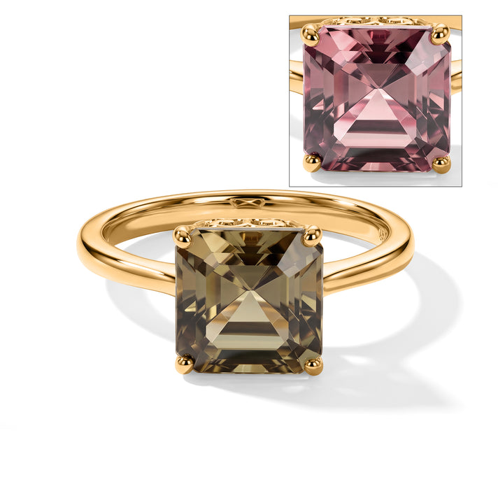 TODAY ONLY DEAL - 9K Yellow Gold AAA Natural Turkizite Royal Asscher Cut Solitaire Ring 3.00 Ct. 8704978 1