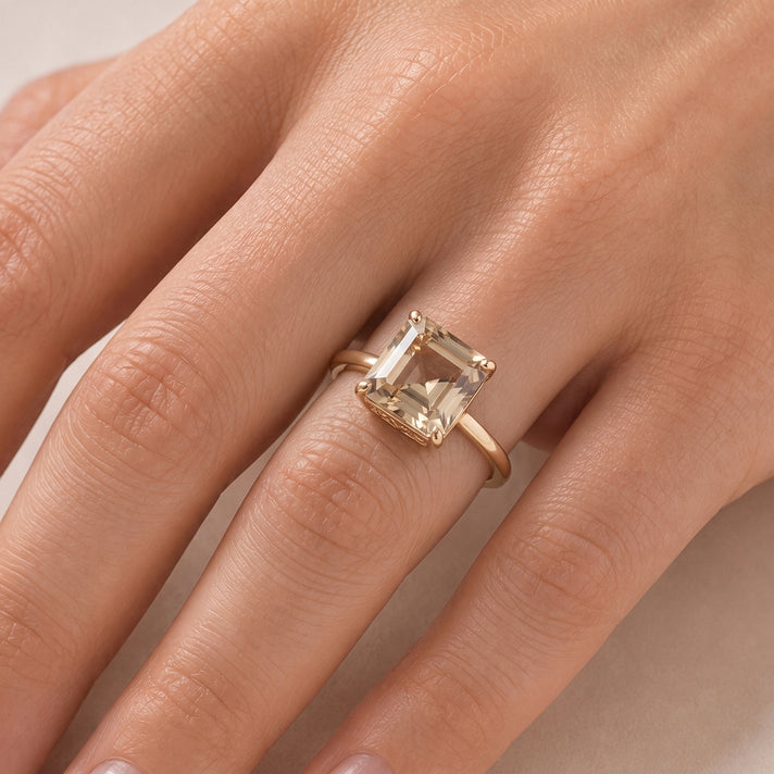 TODAY ONLY DEAL - 9K Yellow Gold AAA Natural Turkizite Royal Asscher Cut Solitaire Ring 3.00 Ct. 8704978 2