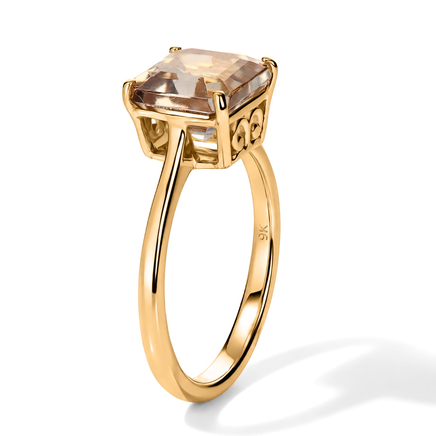 TODAY ONLY DEAL - 9K Yellow Gold AAA Natural Turkizite Royal Asscher Cut Solitaire Ring 3.00 Ct. 8704978 4