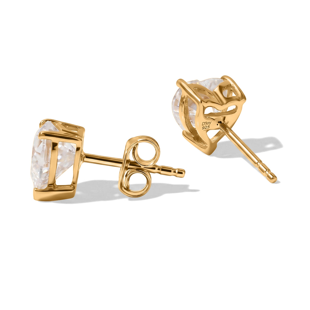 D'Joy - Moissanite Heart Stud Earring with Push Back in 18K Vermeil Yellow Gold Plated Sterling Silver 1.84 Ct._8705579_3