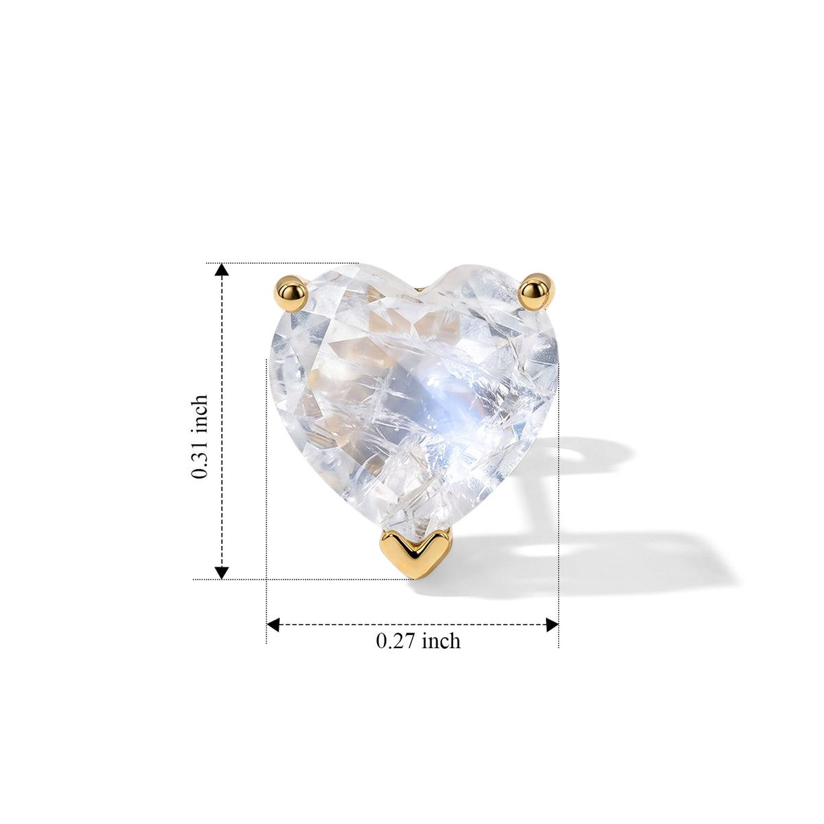 D'Joy - Rainbow Moonstone Heart Stud Earring with Push Back in 18K Vermeil Yellow Gold Plated Sterling Silver 2.34 Ct. V32605825 5