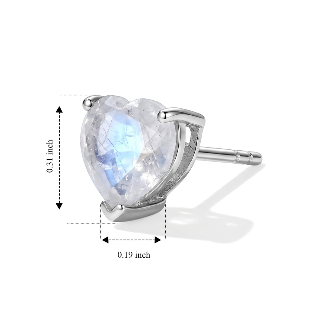 D'Joy - Rainbow Moonstone Heart Stud Earring with Push Back in Rhodium Overlay Sterling Silver 2.34 Ct._8705581_4
