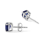 D'Joy - Masoala Sapphire Earring with Push Back in Rhodium Overlay Sterling Silver 2.25 Ct._8705583_3
