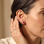 D'Joy - African Ruby Heart Stud Earring with Push Back in Rhodium Overlay Sterling Silver 2.20 Ct._8705699_2