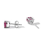 D'Joy - African Ruby Heart Stud Earring with Push Back in Rhodium Overlay Sterling Silver 2.20 Ct._8705699_3
