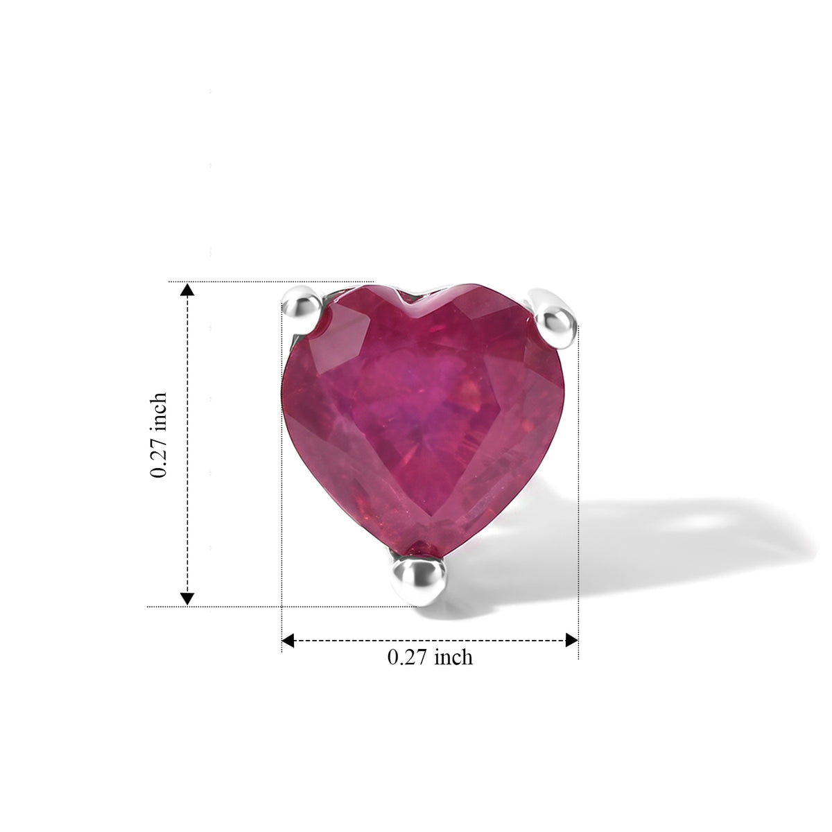 D'Joy - African Ruby Heart Stud Earring with Push Back in Rhodium Overlay Sterling Silver 2.20 Ct. V32575855 5