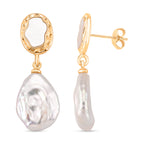 White Keshi Pearl & White Mother Of Pearl Drop Earring with Push Back 14.00 Ct._8705722