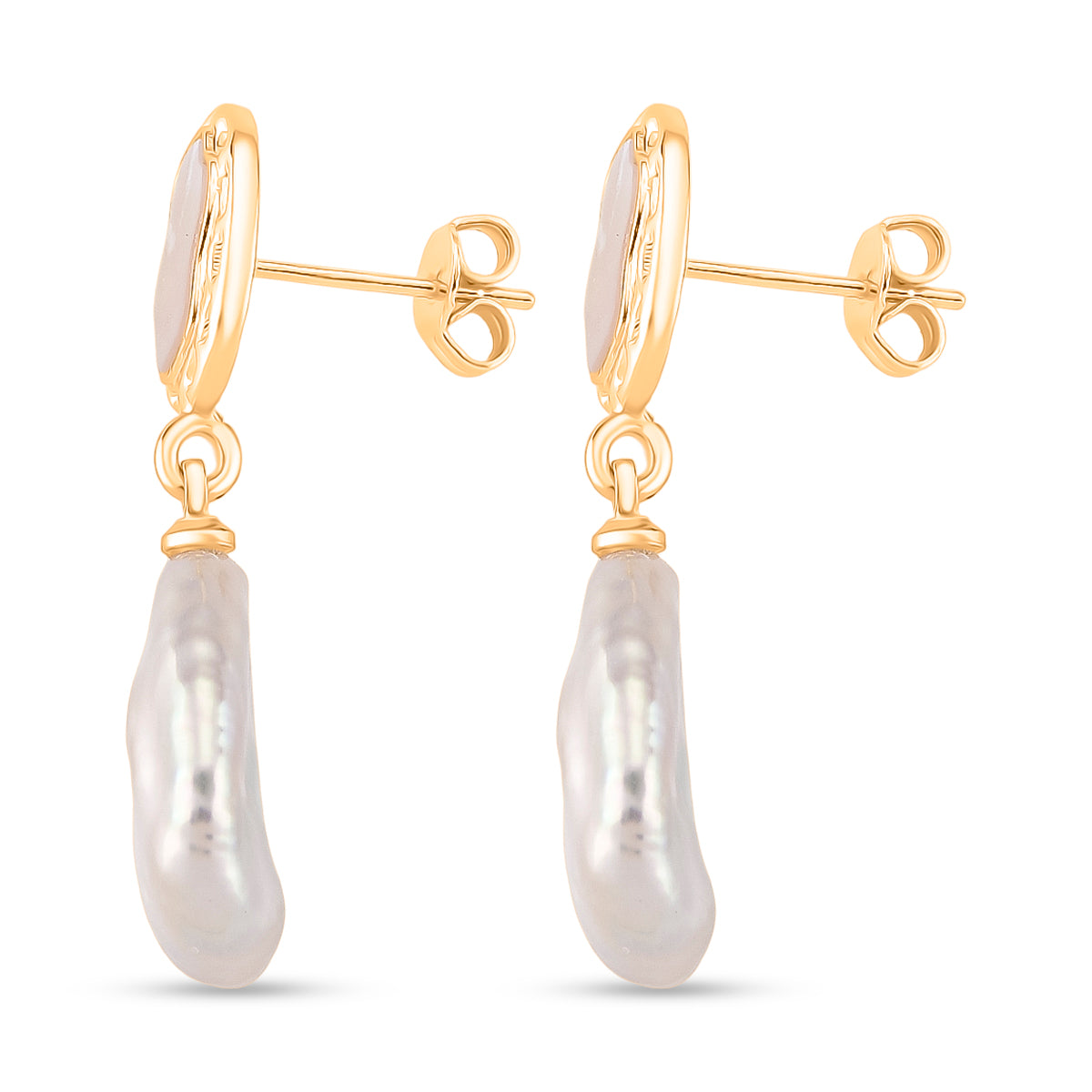White Keshi Pearl &amp; White Mother Of Pearl Drop Earring with Push Back 14.00 Ct. 8705722 4
