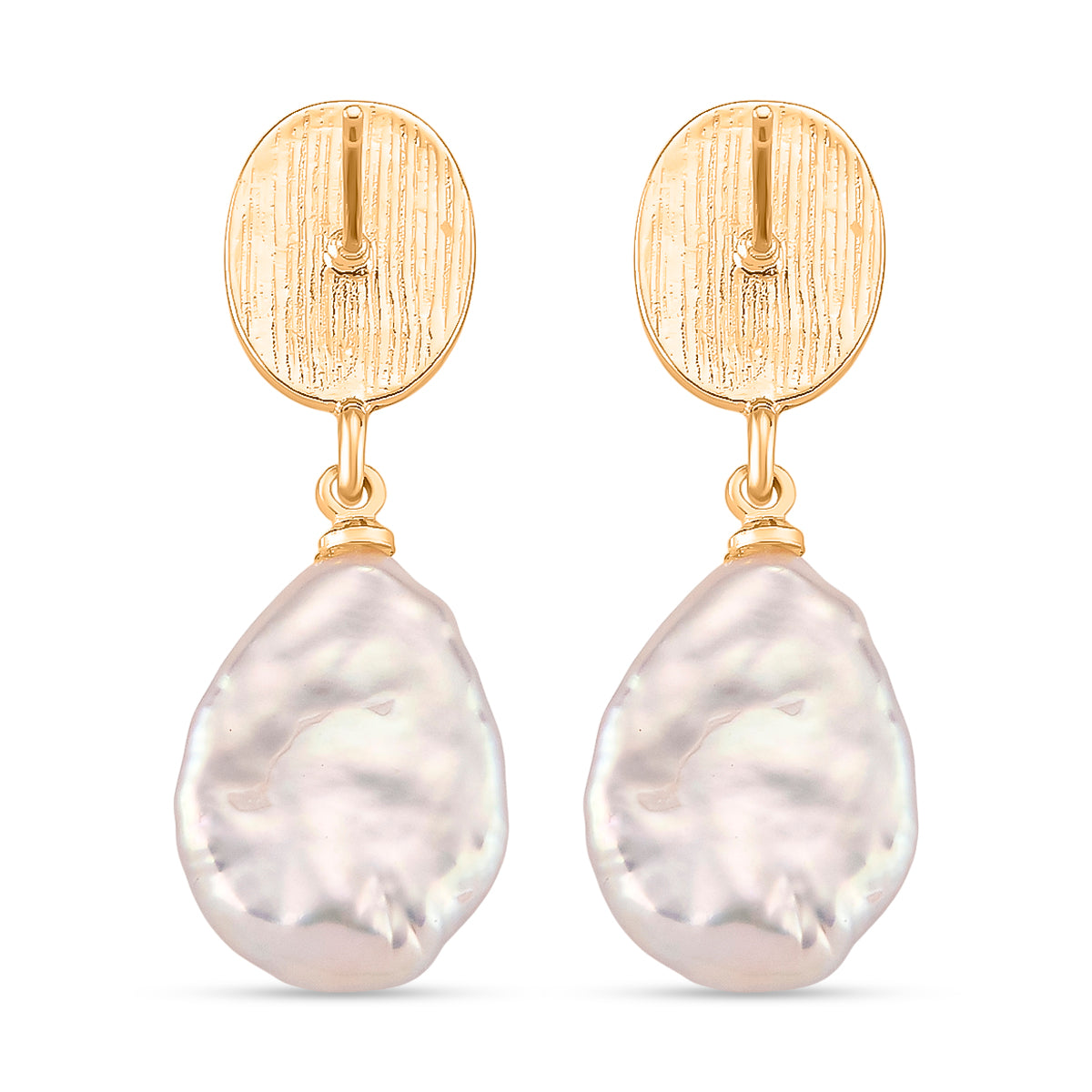 White Keshi Pearl &amp; White Mother Of Pearl Drop Earring with Push Back 14.00 Ct. 8705722 5