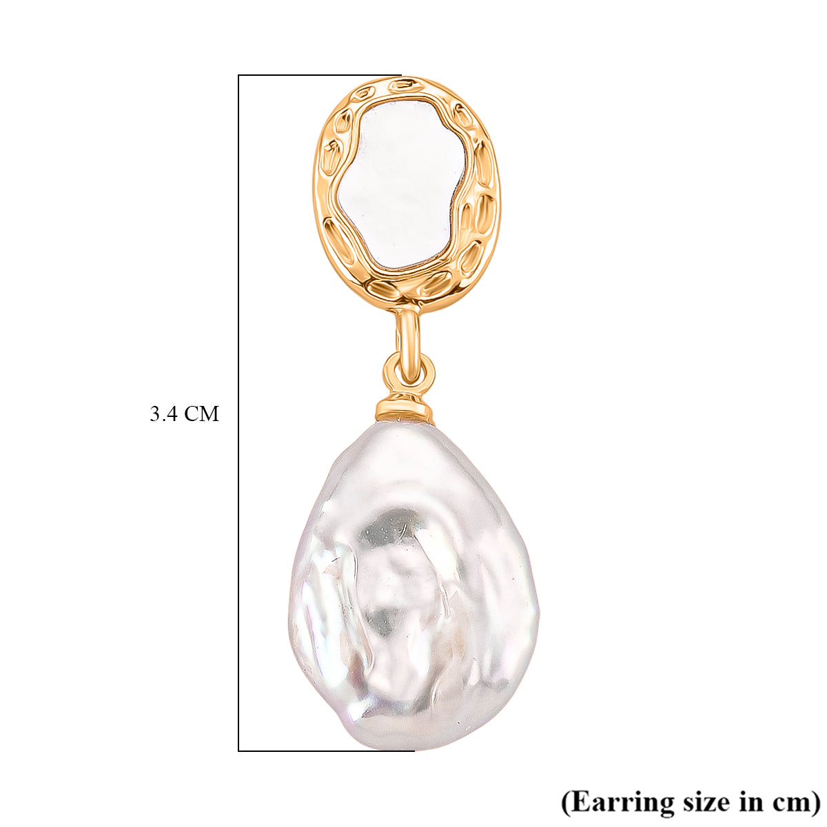 White Keshi Pearl &amp; White Mother Of Pearl Drop Earring with Push Back 14.00 Ct. 8705722 6