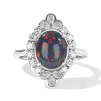 D'Joy - Australian Opal Triplet & Moissanite Halo Ring in Rhodium Overlay Sterling Silver 2.50 Ct._8705914