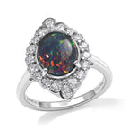 D'Joy - Australian Opal Triplet & Moissanite Halo Ring in Rhodium Overlay Sterling Silver 2.50 Ct._8705914_3