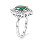 D'Joy - Australian Opal Triplet & Moissanite Halo Ring in Rhodium Overlay Sterling Silver 2.50 Ct._8705914_4