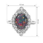 D'Joy - Australian Opal Triplet & Moissanite Halo Ring in Rhodium Overlay Sterling Silver 2.50 Ct._8705914_6