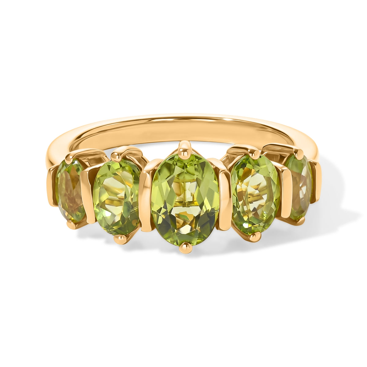 D'Joy - Natural Hebei Peridot 5 Stone Ring in Yellow Gold Plated Sterling Silver 2.30 Ct. V32730617 0