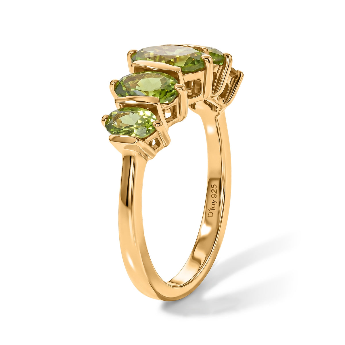 D'Joy - Natural Hebei Peridot 5 Stone Ring in Yellow Gold Plated Sterling Silver 2.30 Ct. V32730617 4