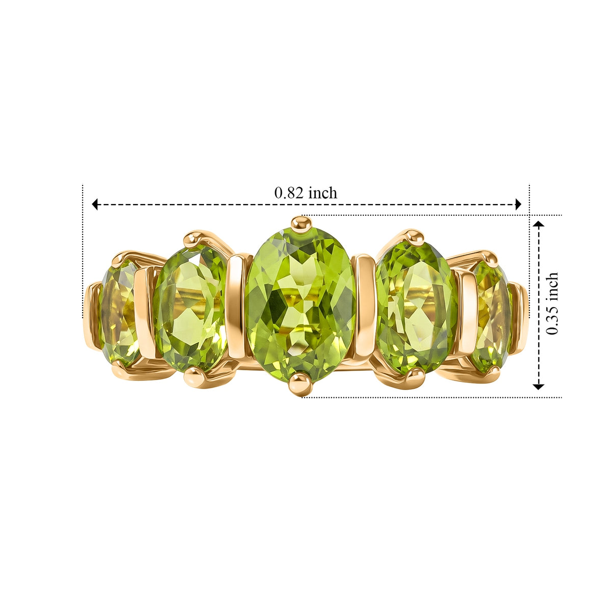 D'Joy - Natural Hebei Peridot 5 Stone Ring in Yellow Gold Plated Sterling Silver 2.30 Ct. V32730617 6