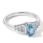 D'Joy - Blue Zircon & White Diamond Ballerina Ring in Rhodium Overlay Sterling Silver 1.46 Ct._8706508
