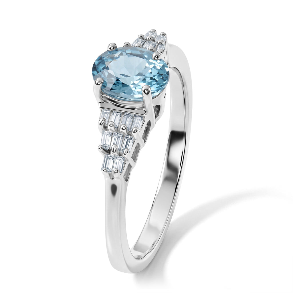 D'Joy - Blue Zircon & White Diamond Ballerina Ring in Rhodium Overlay Sterling Silver 1.46 Ct._8706508_3