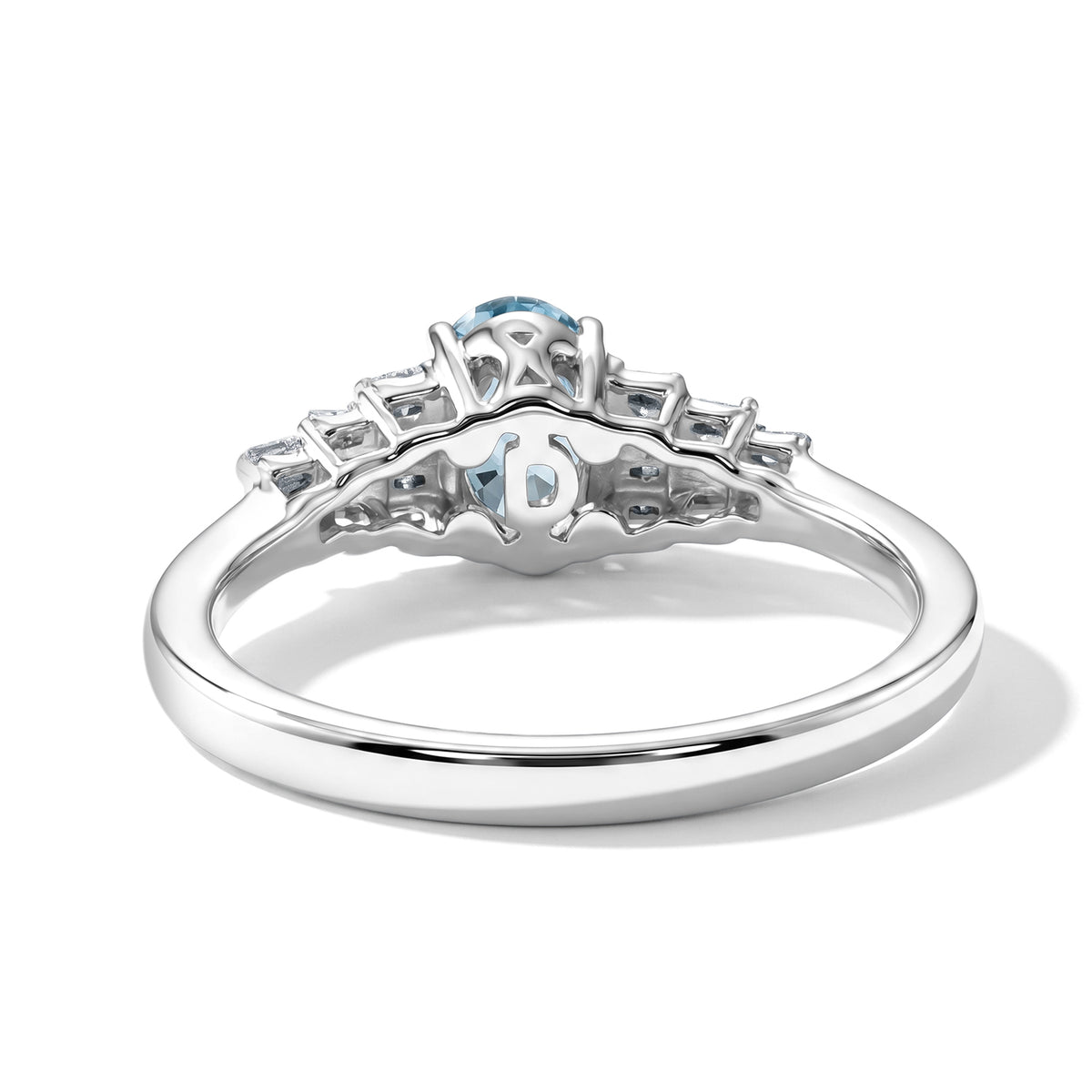 D'Joy - Blue Zircon &amp; White Diamond Ballerina Ring in Rhodium Overlay Sterling Silver 1.50 Ct. 8706508 5