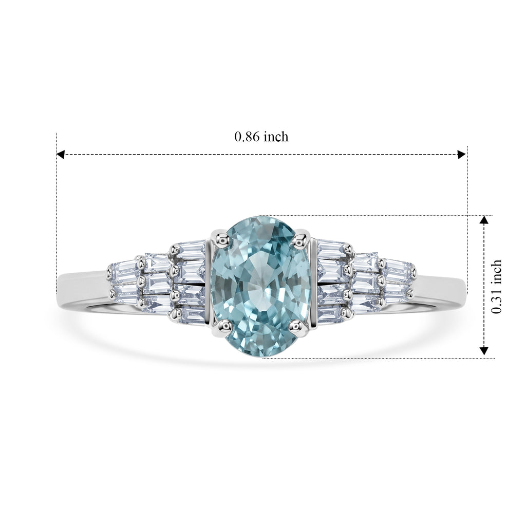 D'Joy - Blue Zircon & White Diamond Ballerina Ring in Rhodium Overlay Sterling Silver 1.46 Ct._8706508_5
