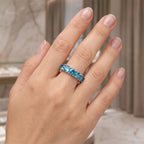 D'Joy - Blue Zircon 5 Stone Ring in Rhodium Overlay Sterling Silver  4.45 Ct._8706658_1