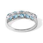 D'Joy - Blue Zircon 5 Stone Ring in Rhodium Overlay Sterling Silver  4.45 Ct._8706658_4