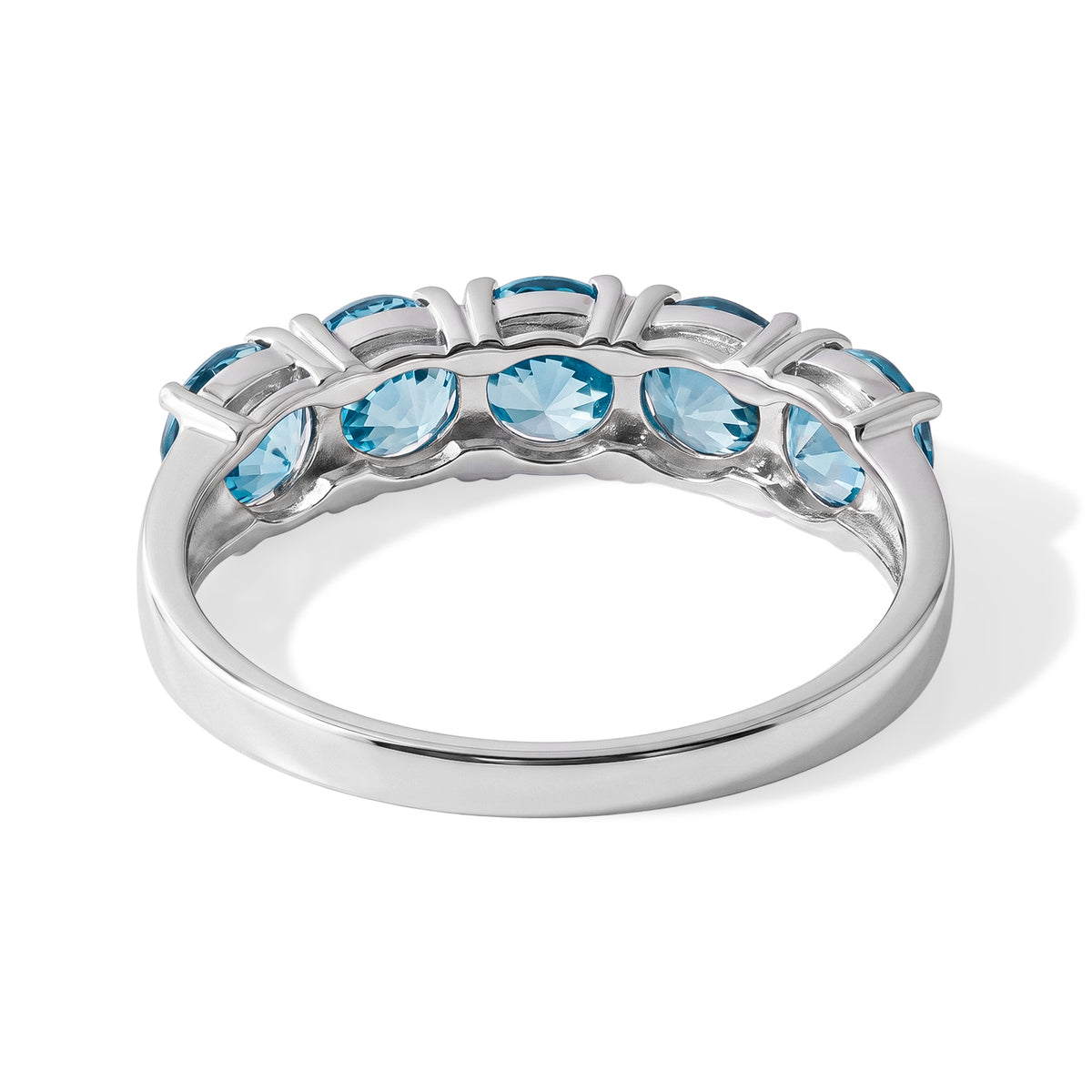 D'Joy - AAA RatanakirI Blue Zircon 5 Stone Ring in Rhodium Overlay Sterling Silver 4.45 Ct. 8706658 5