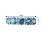 D'Joy - Blue Zircon 5 Stone Ring in Rhodium Overlay Sterling Silver  4.45 Ct._8706658_5