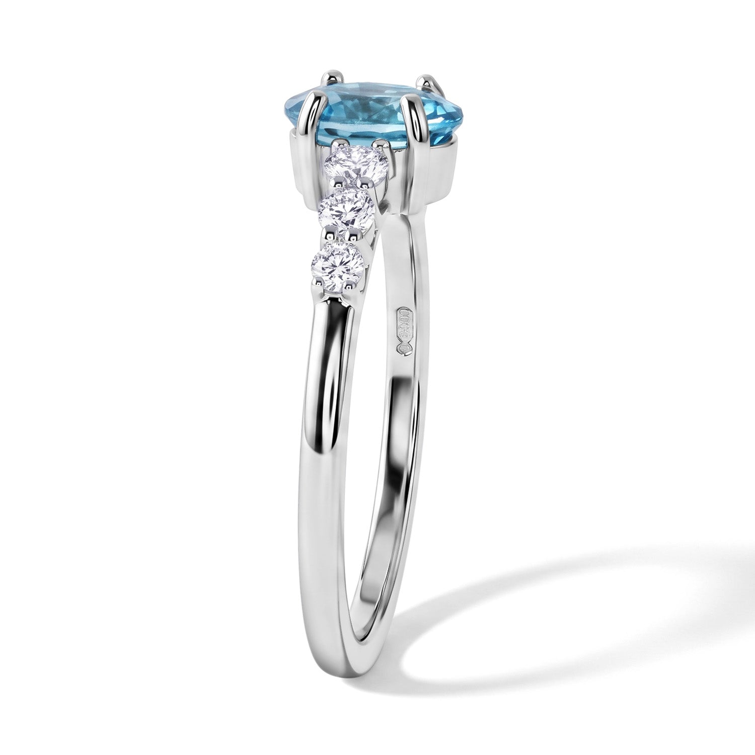 Luxuriant - AAA RatanakirI Blue Zircon &amp; Lab Grown Diamond Ring in Rhodium Overlay Sterling Silver 1.54 Ct. 8706681 4