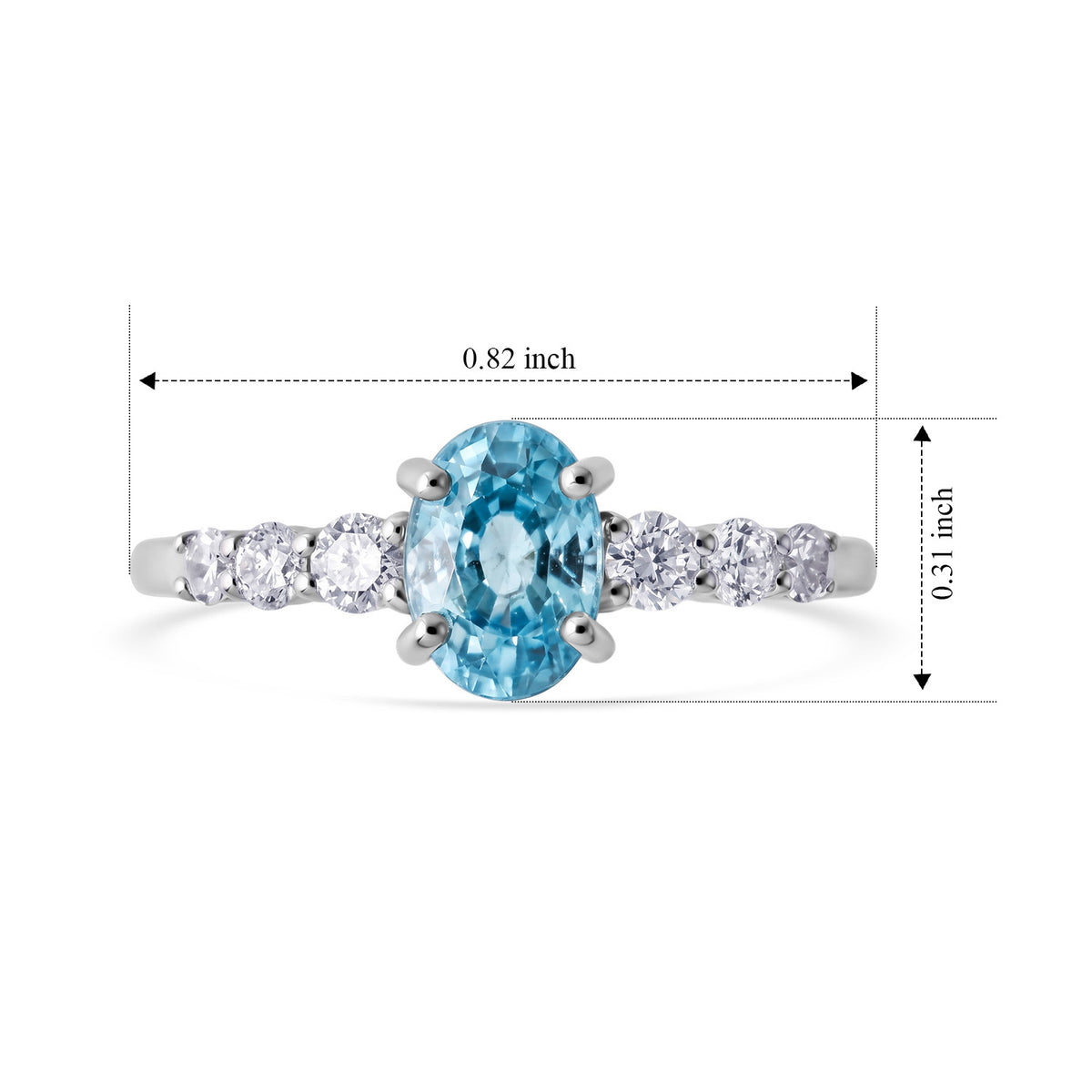 Luxuriant - AAA RatanakirI Blue Zircon &amp; Lab Grown Diamond Ring in Rhodium Overlay Sterling Silver 1.54 Ct. 8706681 6