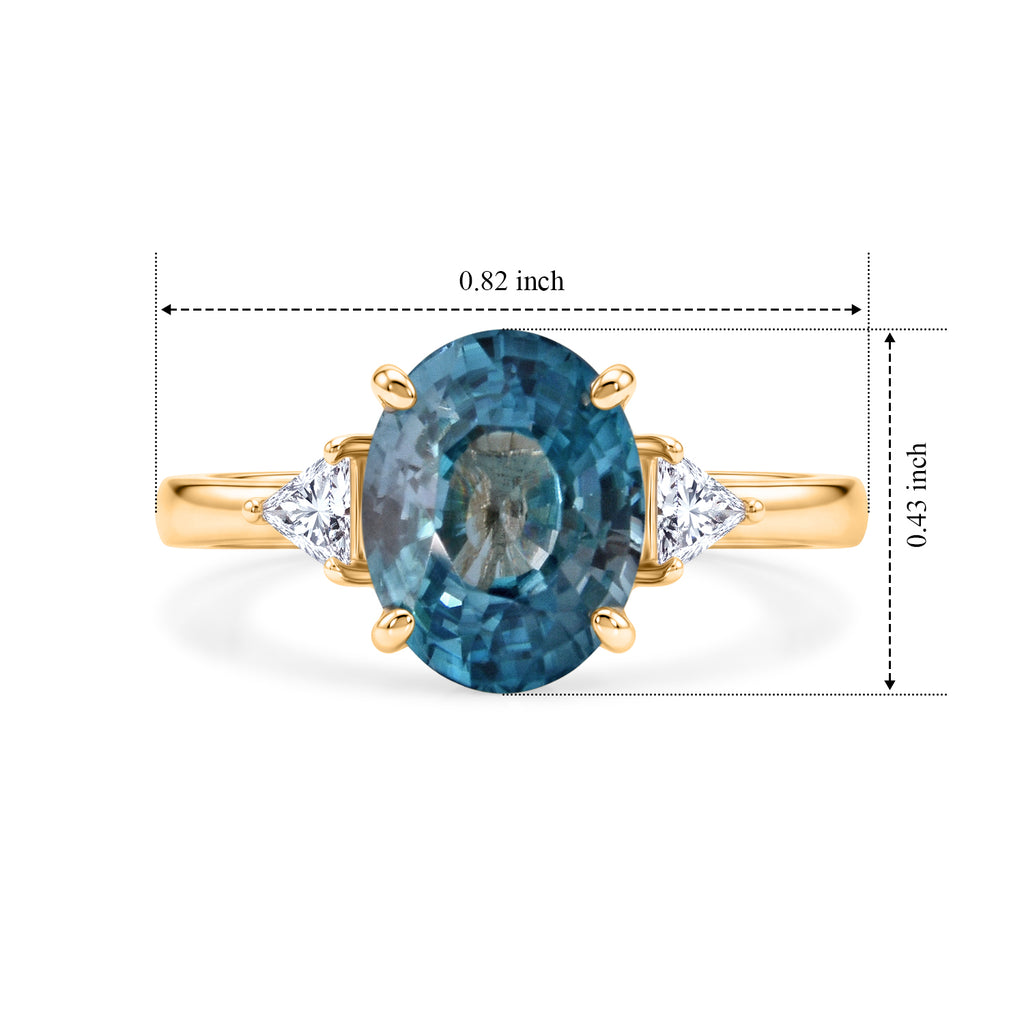 Luxuriant 9K Yellow Gold AAA Blue Zircon, Lab Grown Diamond GH, SI Ring, Gold Wt.2.25 Gms  3.930  Ct._8706691_5