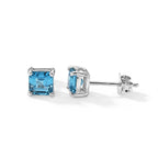 D'Joy - Blue Zircon Solitaire Stud Earring with Push Back in Rhodium Overlay Sterling Silver 2.00 Ct._8706725