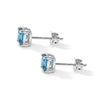 D'Joy - Blue Zircon Solitaire Stud Earring with Push Back in Rhodium Overlay Sterling Silver 2.00 Ct._8706725_3