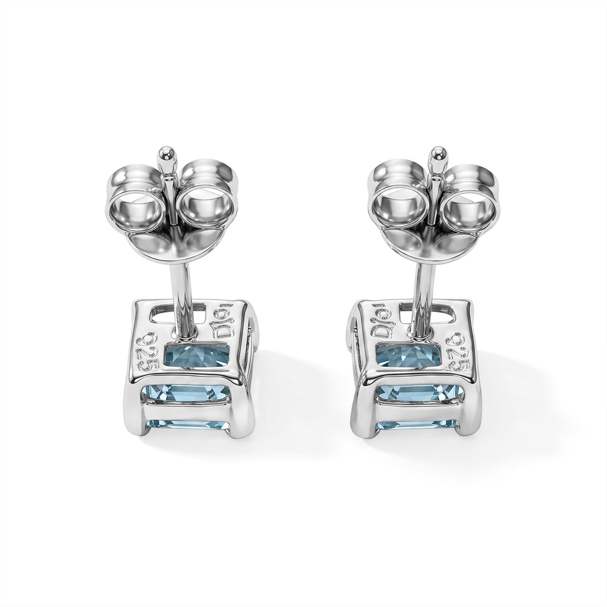 D'Joy - AAA RatanakirI Blue Zircon Solitaire Stud Earring with Push Back in Rhodium Overlay Sterling Silver 2.00 Ct. V32512754 5