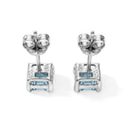 D'Joy - Blue Zircon Solitaire Stud Earring with Push Back in Rhodium Overlay Sterling Silver 2.00 Ct._8706725_4